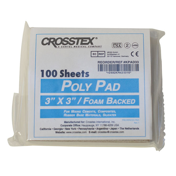 Crosstex KPAD33 Poly Coated Dental Materials Mixing Pads 3” x 3” 100/Pk Crosstex KPAD33 Poly Coated Dental Materials Mixing Pads 3” x 3” 100/Pk